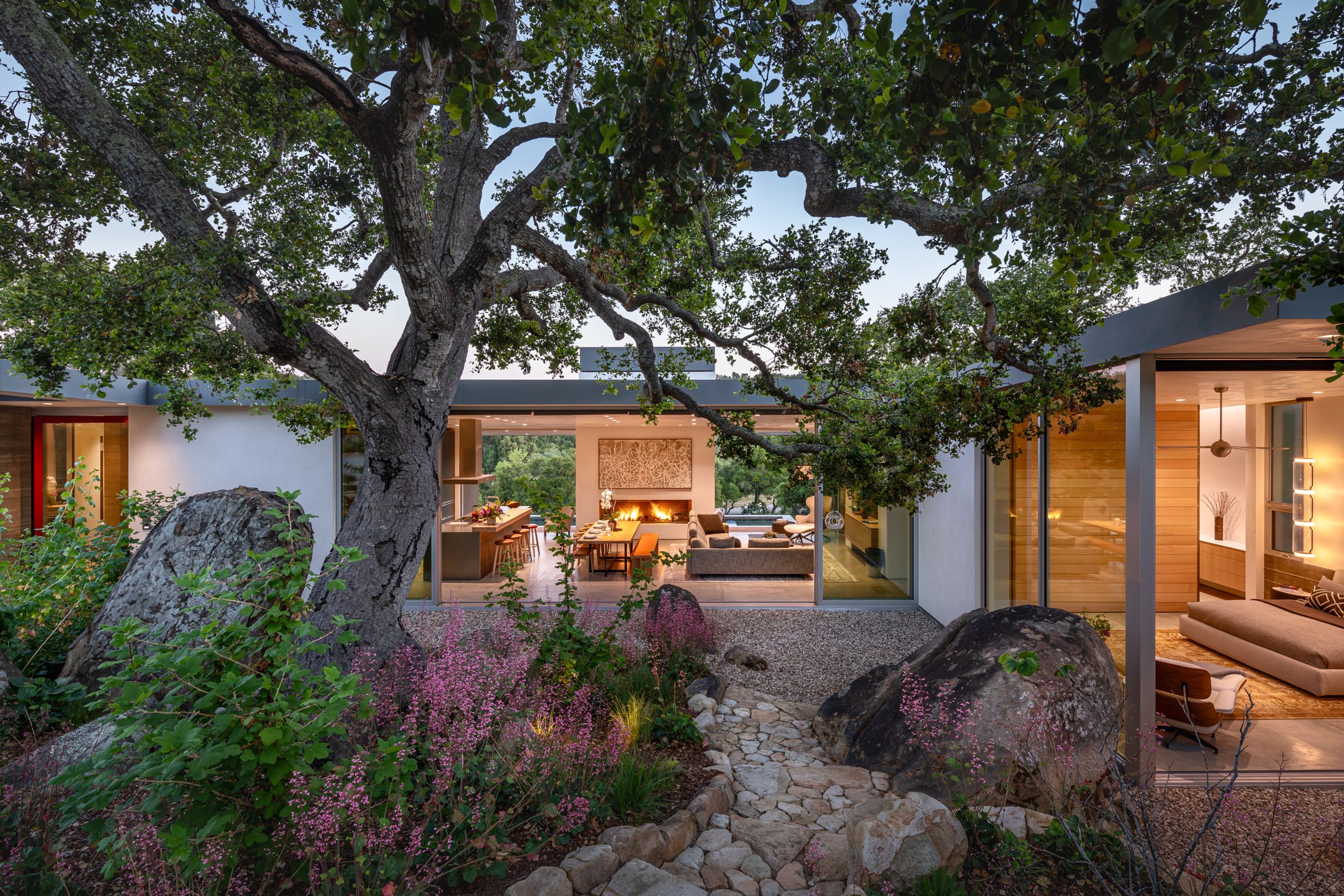 Santa-Barbara-Foothills-Residence-Exterior-Street-Dusk