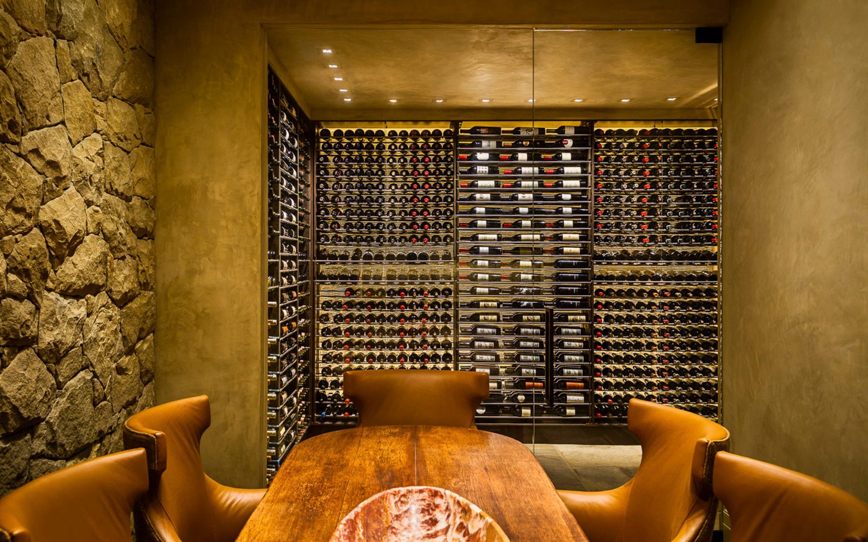 Santa-Barbara-Beach-Residence-Wine-cellar-Stone