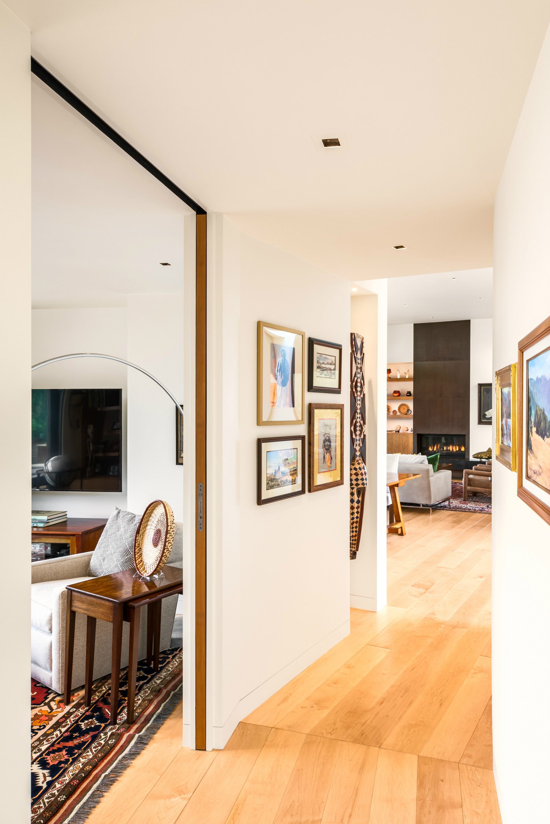 Cherry-Brook-Residence-Corten-Fireplace-Entry-Hall