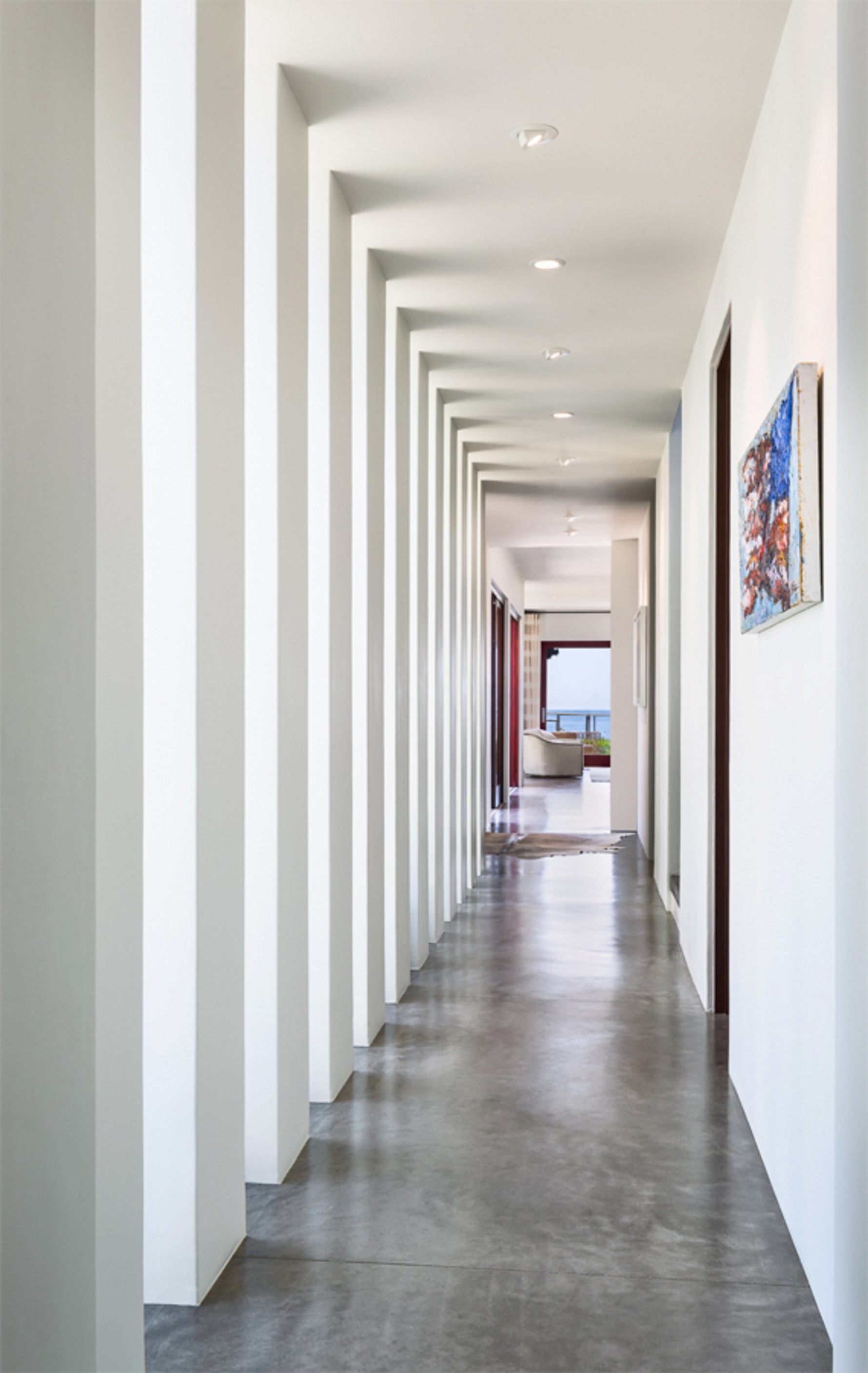 Coastal-Beach-Residence-Modern-Contemporary-Mediterranean-Hall-Daylight-Concrete-Floors
