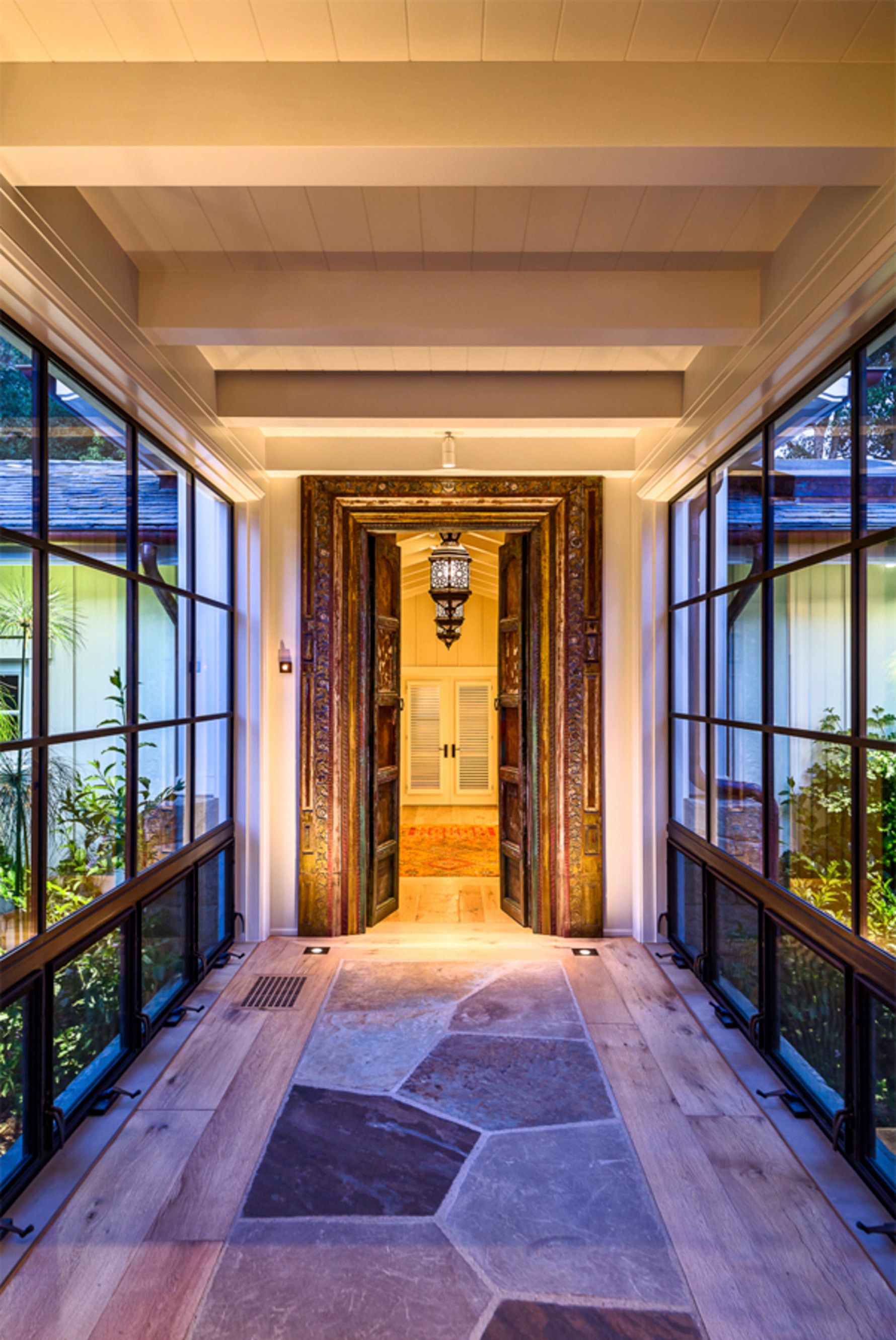 Santa-Barbara-Beach-Residence-Entry-Steel-Windows